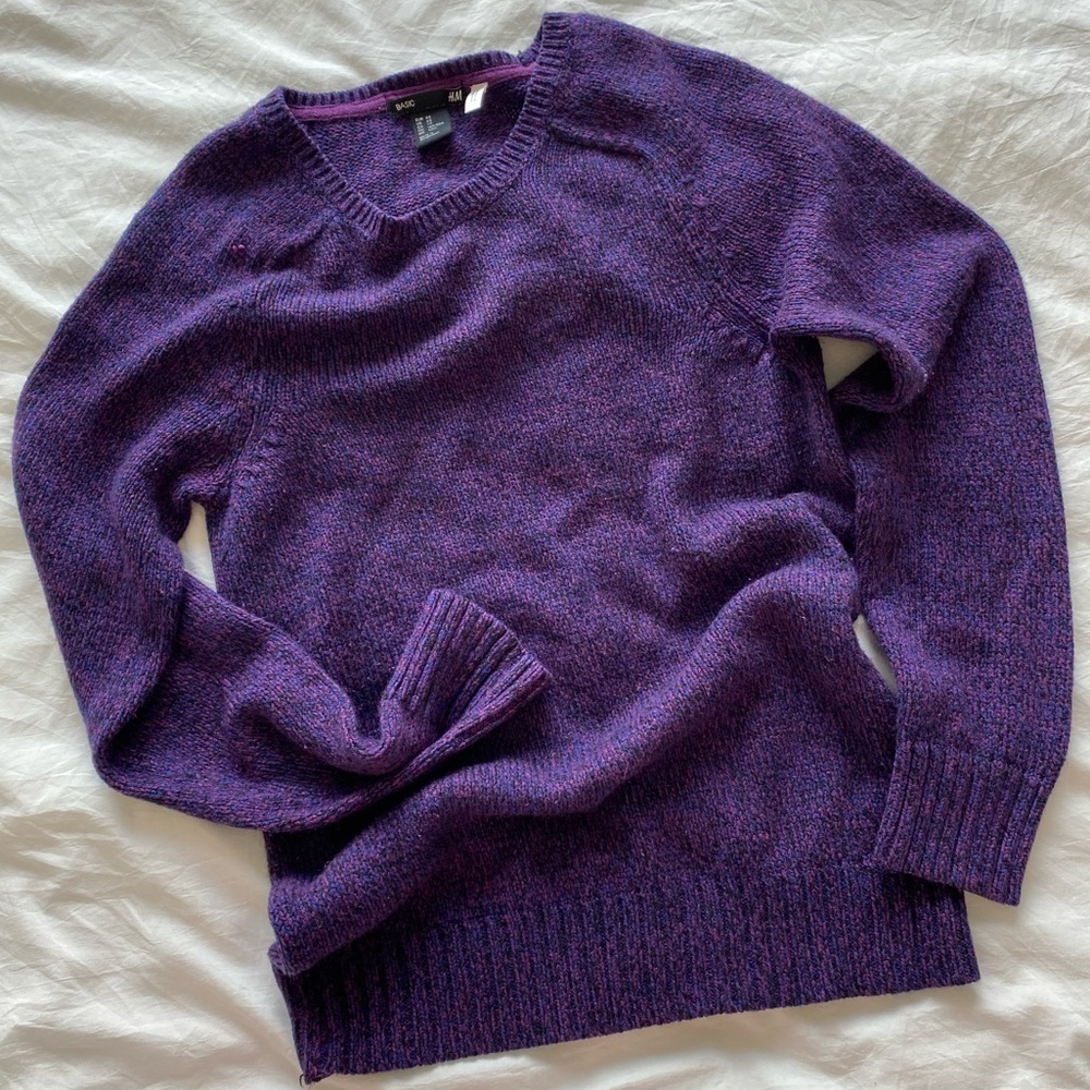 Purple Crew Neck Sweater Classic Knit